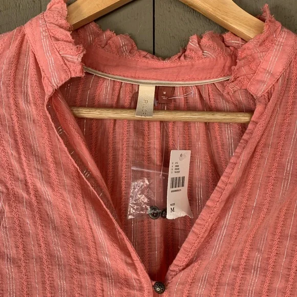 Pilcro Pink Long Sleeve Button Down Blouse - Picture 8 of 11